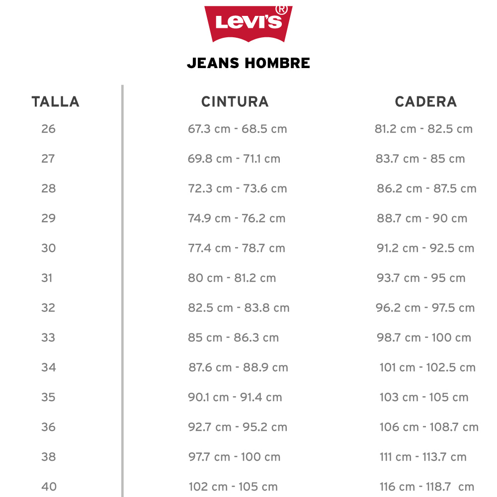 Jeans Levis Guia De Tallas Levis Colombia Guía Tallas Tallas Levis